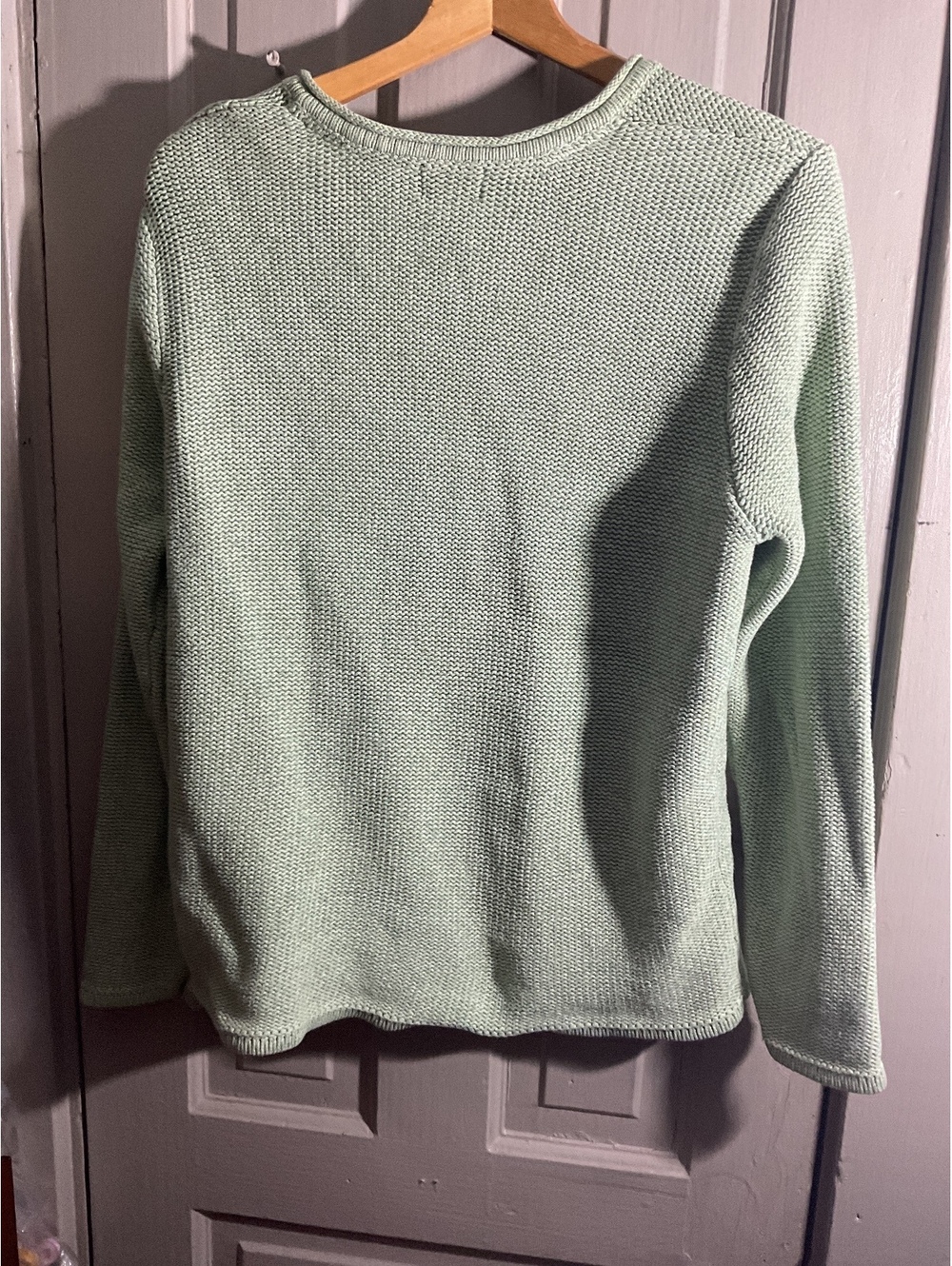 L.L.Bean Women's Light Green Cotton Knit Cardigan Sweater Size L Regular - Picture 8 of 11